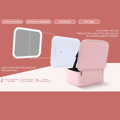 תיק איפור משולב מראה ותאורת לד